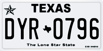 TX license plate DYR0796