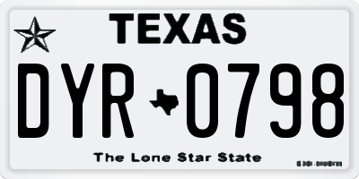 TX license plate DYR0798