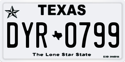 TX license plate DYR0799