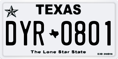 TX license plate DYR0801
