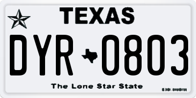TX license plate DYR0803