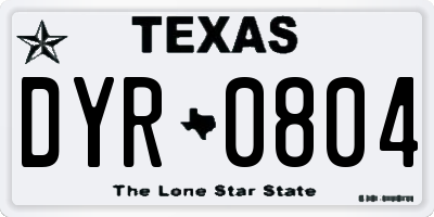 TX license plate DYR0804