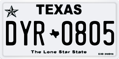 TX license plate DYR0805
