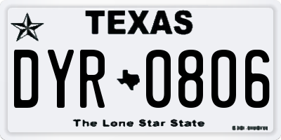 TX license plate DYR0806