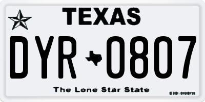TX license plate DYR0807