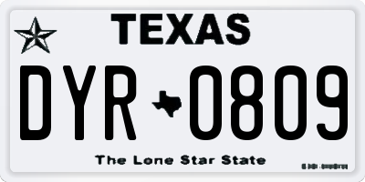 TX license plate DYR0809