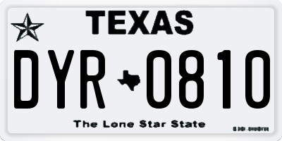 TX license plate DYR0810