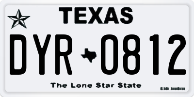 TX license plate DYR0812