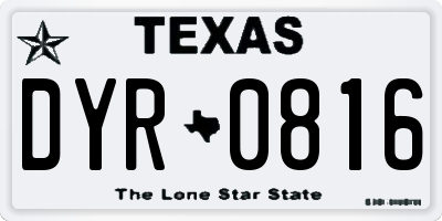 TX license plate DYR0816