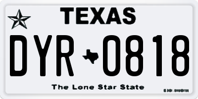 TX license plate DYR0818