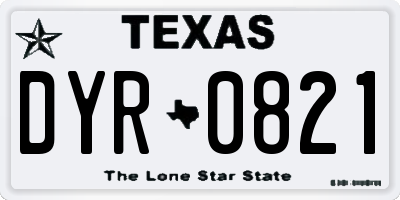 TX license plate DYR0821
