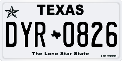 TX license plate DYR0826
