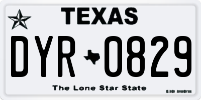 TX license plate DYR0829