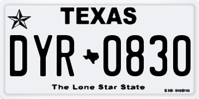 TX license plate DYR0830