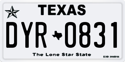TX license plate DYR0831