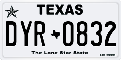 TX license plate DYR0832