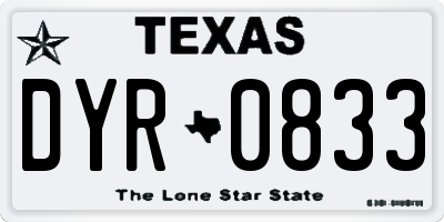 TX license plate DYR0833