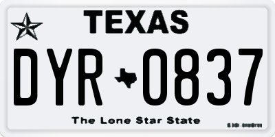 TX license plate DYR0837