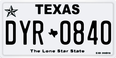 TX license plate DYR0840