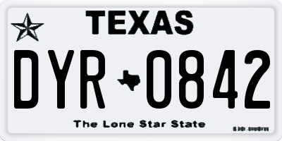 TX license plate DYR0842