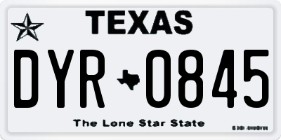 TX license plate DYR0845