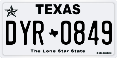 TX license plate DYR0849