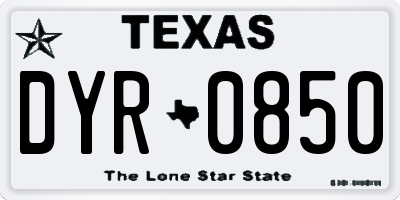 TX license plate DYR0850