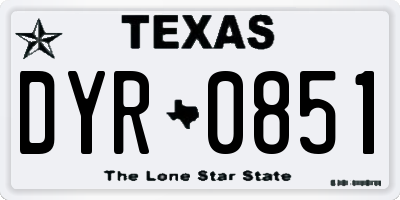 TX license plate DYR0851