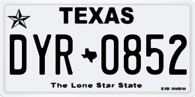 TX license plate DYR0852