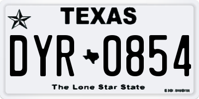 TX license plate DYR0854