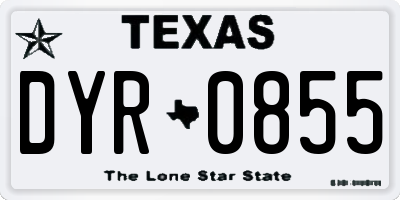 TX license plate DYR0855