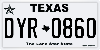 TX license plate DYR0860