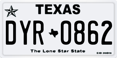 TX license plate DYR0862
