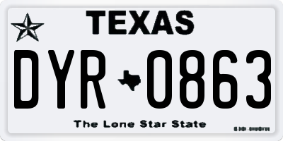 TX license plate DYR0863