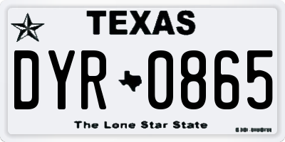TX license plate DYR0865