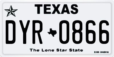 TX license plate DYR0866