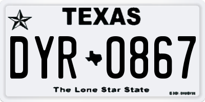 TX license plate DYR0867