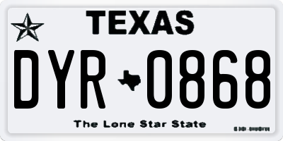 TX license plate DYR0868