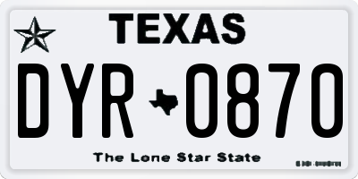 TX license plate DYR0870