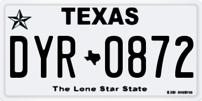 TX license plate DYR0872