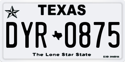 TX license plate DYR0875