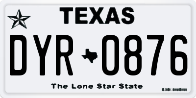 TX license plate DYR0876