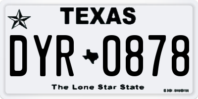 TX license plate DYR0878