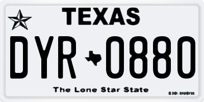 TX license plate DYR0880