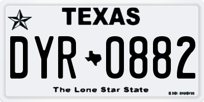 TX license plate DYR0882