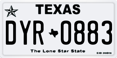 TX license plate DYR0883