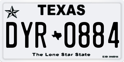 TX license plate DYR0884