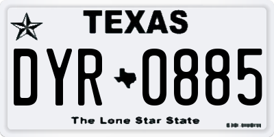 TX license plate DYR0885