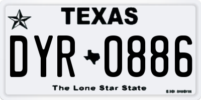 TX license plate DYR0886