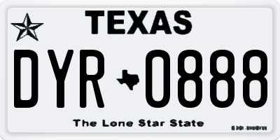 TX license plate DYR0888